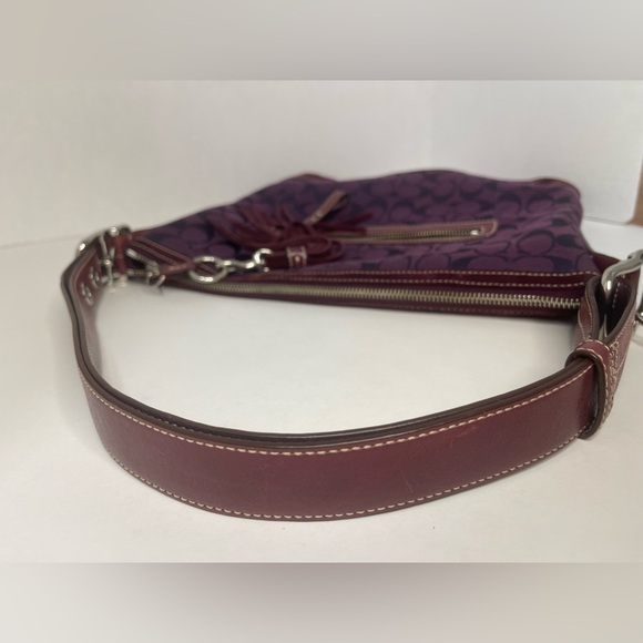 COACH SLIM DUFFLE signature Crossbody Suede Hobo F04K-9349 Plum Purple - Picture 9 of 16